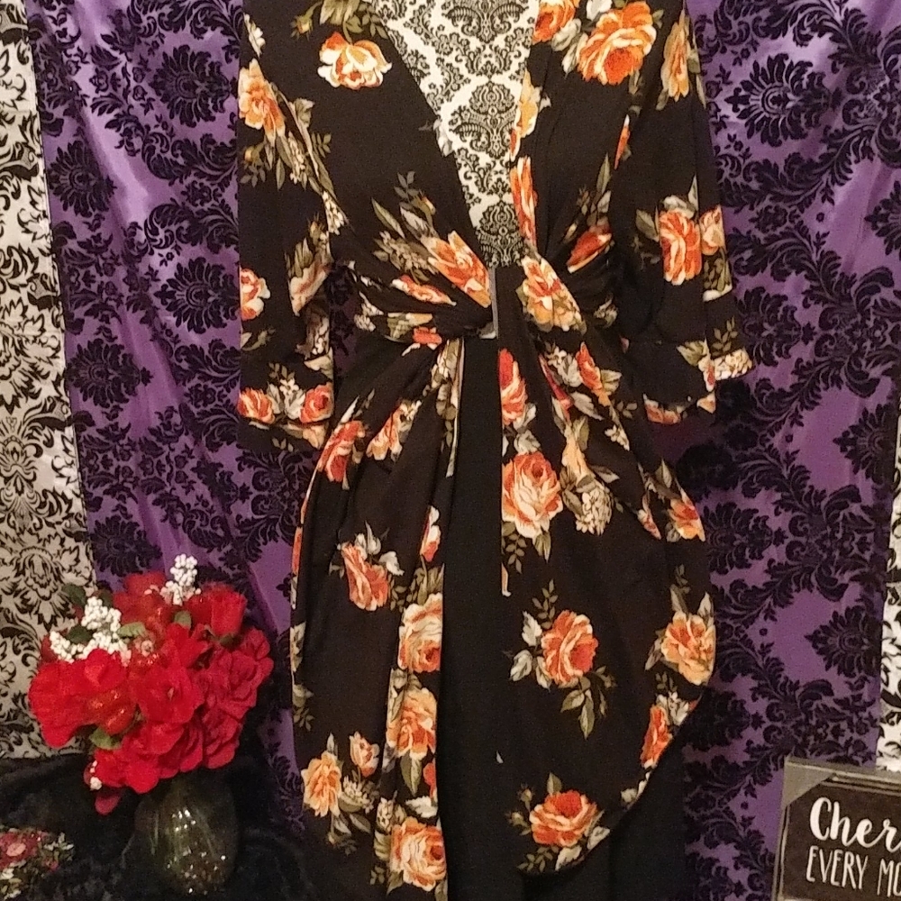 Floral tie up shirt XL